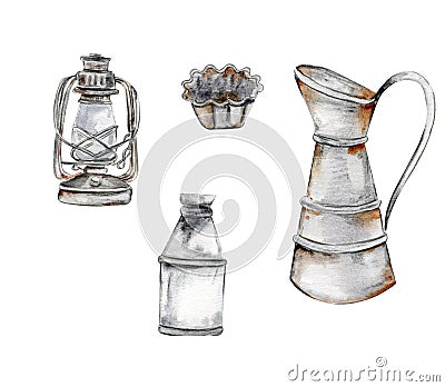 Hand painted watercolor rusty old element Vector Illustration