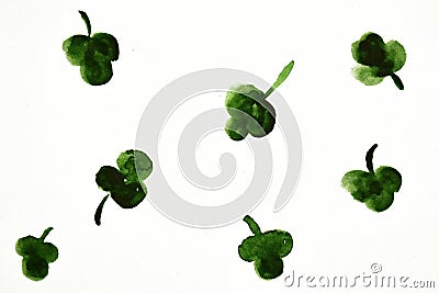 Hand painted watercolor shamrock leaves on white Stock Photo