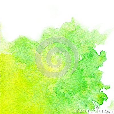 Hand painted watercolor texture of bright green and yellow colors Stock Photo