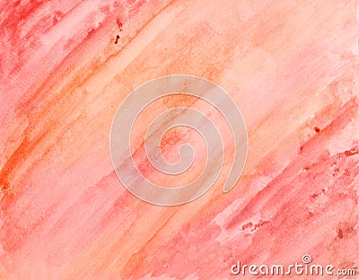 Hand painted watercolor wash background in pink and orange colors Stock Photo