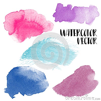 Hand painted watercolor wash spots. Vector aquarelle backgrounds Vector Illustration