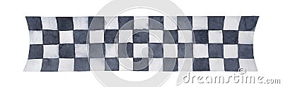 Water color illustration of black and white checkered banner. Stock Photo