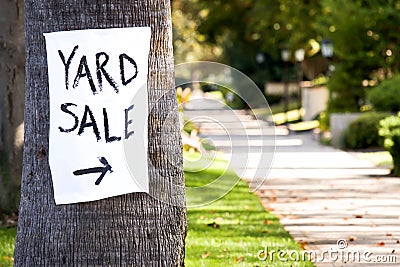 Hand Painted Yard Sale Sign Stock Photo