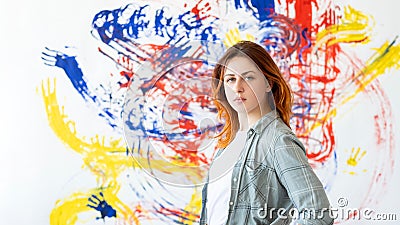 hand painting street art woman abstract artwork Stock Photo