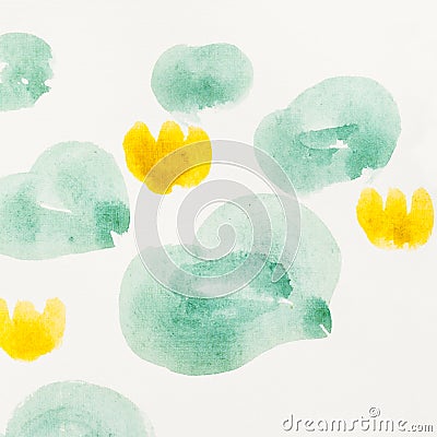 Leaves of water lilies drawing by watercolors Stock Photo