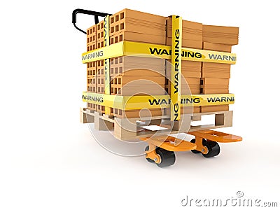 Hand pallet truck with bricks Stock Photo