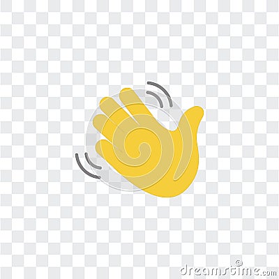 Hand palm icon for invite in Clubhouse. Social media. Drop-in audio. Yellow waving hand gesture icon. Vector Vector Illustration