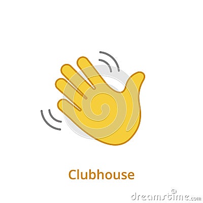 Hand palm icon for invite in Clubhouse. Social media. Yellow waving hand gesture icon. Vector Vector Illustration