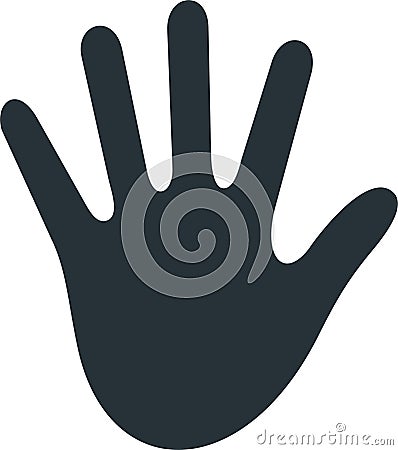 Hand palm vector black icon. Open hand flat vector illustration. Vector Illustration