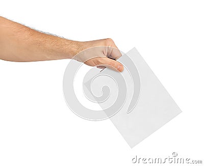 Hand with paper ballot Stock Photo