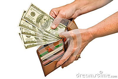 Hand Paying With Cash From Wallet Stock Photo