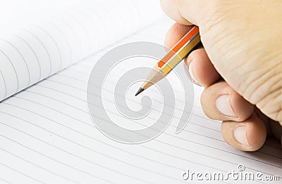 Hand with pencil take notes Stock Photo