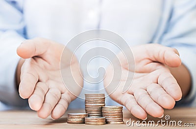 Hand of a person who is giving a loan to prevent and help with family debt problems Stock Photo