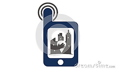 Hand Phone Location Solutions Center Vector Illustration