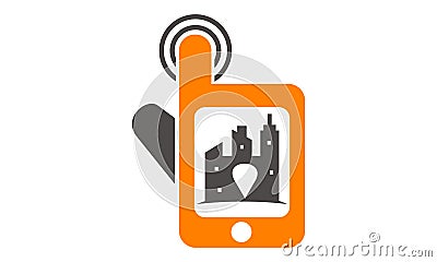 Hand Phone Location Solutions Center Vector Illustration