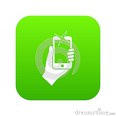 Hand photographed on mobile phone icon digital green Vector Illustration