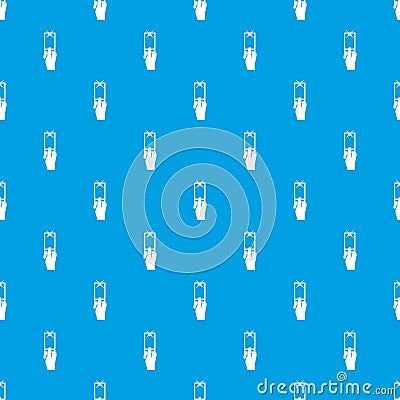 Hand photographs on smartphone pattern seamless blue Vector Illustration