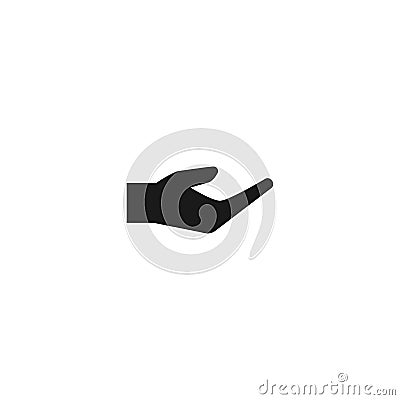 Hand pictogram. Black empty open hand isolated on white. Flat icon. Vector illustration Cartoon Illustration