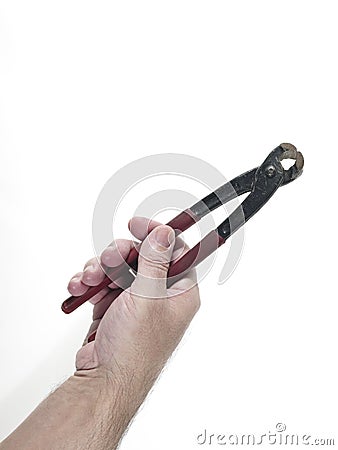 Hand and pincer Stock Photo