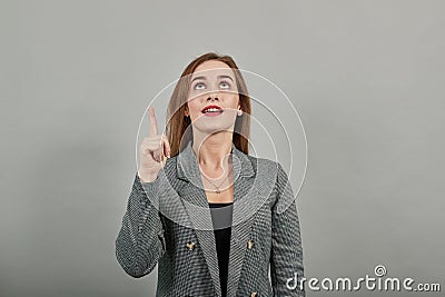 Hand pointer with forefinger pointing up. Index finger to show direction. Means Stock Photo