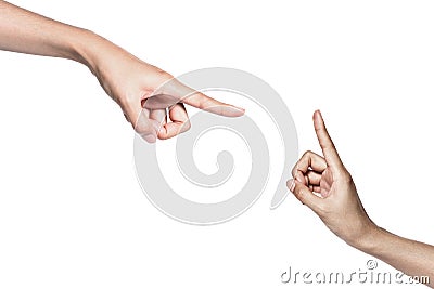 Hand pointing direction Stock Photo