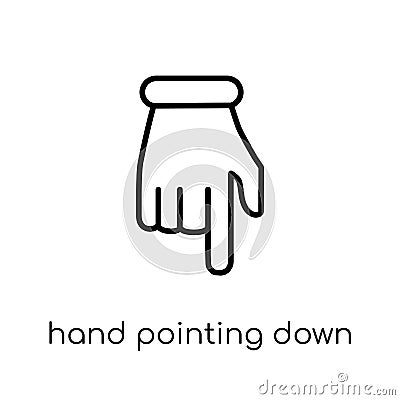 hand Pointing down icon. Trendy modern flat linear vector hand P Vector Illustration