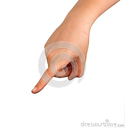 Hand pointing left Stock Photo