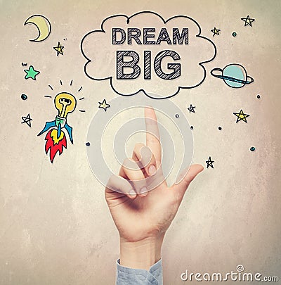 Hand pointing to Big Dream concept Stock Photo