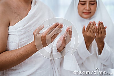 Hand praying open their arm Stock Photo