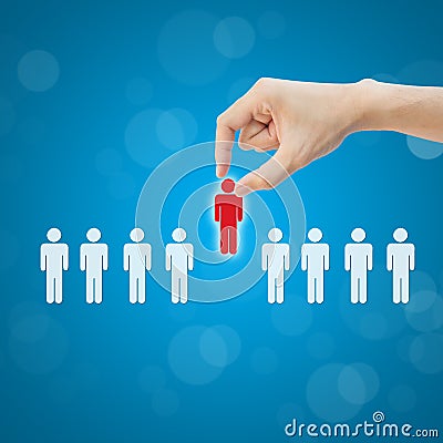 Hand press select person career Stock Photo