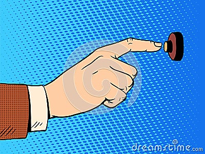 Hand presses call button view profile Vector Illustration