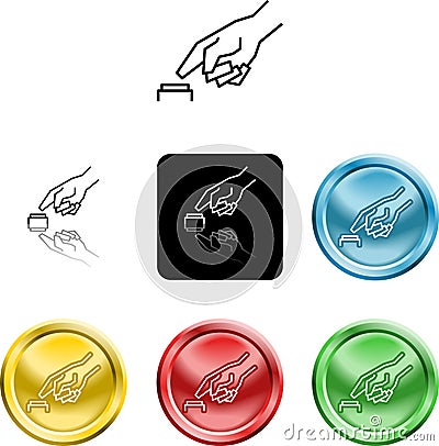 Hand pressing a button icon sy Vector Illustration