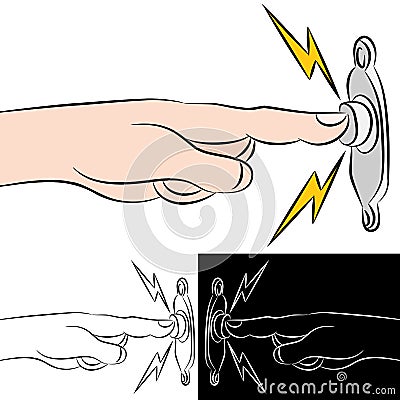 Hand Pressing Doorbell Vector Illustration