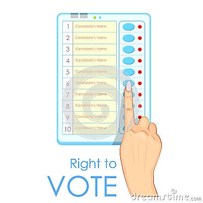 Hand pressing Electronic Voting Machine Vector Illustration