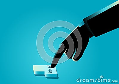 Hand pressing enter button Vector Illustration