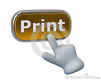 Hand pressing golden print button Stock Photo