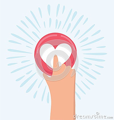 Hand pressing like heart button Vector Illustration