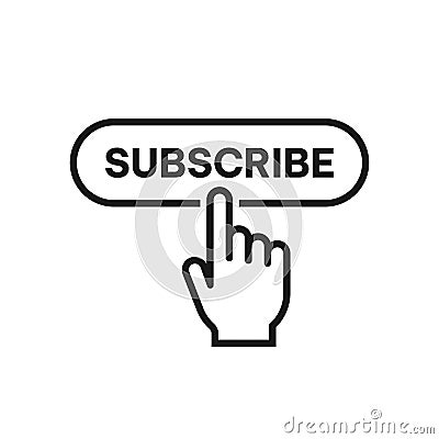Hand pressing subscribe button. Hand click subscribe button. subscribe vector Vector Illustration