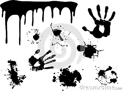 Hand print , began to flow paint Vector Illustration