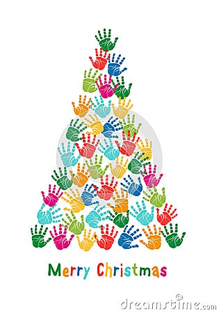 Hand print Christmas tree, vector Vector Illustration