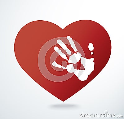 Hand print in the heart shape vector illustration Vector Illustration