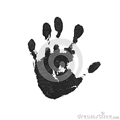 Hand print isolated on white background. Black paint human hands. Silhouette of child, kid, young people handprint Vector Illustration