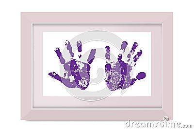 Hand prints in a frame. The concept of my family on a white background. Vector illustration. EPS 10. Cartoon Illustration