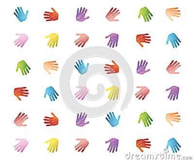 Hand prints pattern background Illustrator. Stock Photo