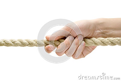 Hand Pulling Rope Stock Photo