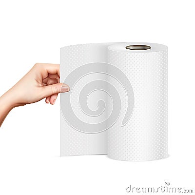 Paper Towel Hand Realistic Image Vector Illustration