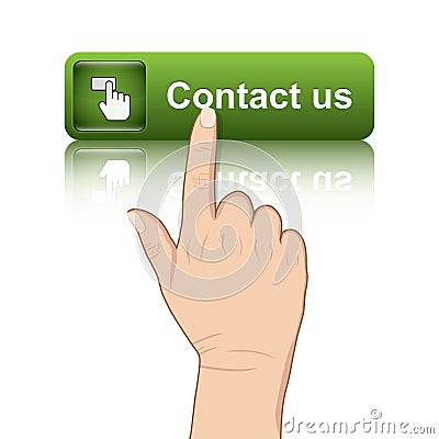 Hand push contact button Vector Illustration