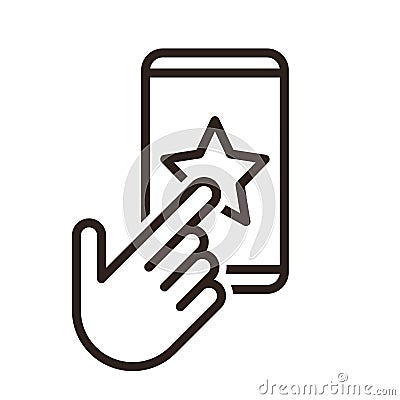 Hand push on star. Selecting favorite. Rating program icon, review system symbol Vector Illustration