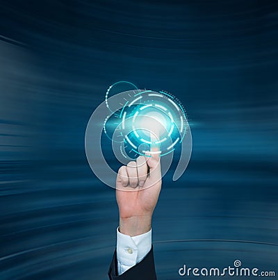 Hand pushing interface Stock Photo