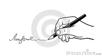 Hand puts signature vector icon Vector Illustration